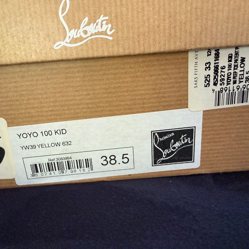 Louboutin YoYo 100 Yellow Peep toe 38.5 EUC - Picture 7 of 7